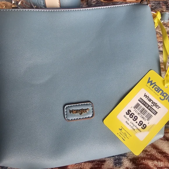 WRANGLER Like New Colorblock Cross Body 2-in-1Leather Purse/Bag Blue/white (348) - Picture 2 of 16